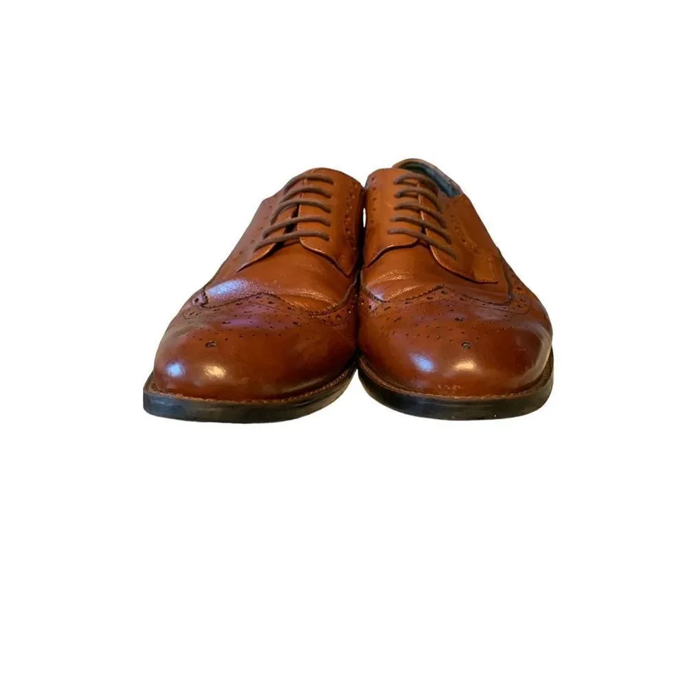 Stacy Adams Men 24916-221 Garrison Wingtip Oxfords Leather Dress Shoe Cognac 9M‎